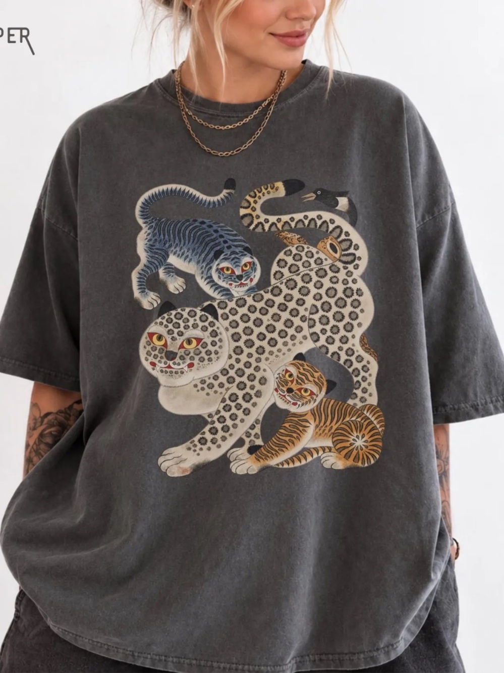 Comfort Colors Pepper Short Sleeve Tee with Multi-Cat Graphic